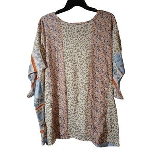 Multicolored Flutter Sleeve Oversized Tunic